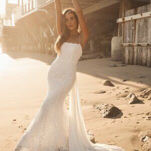 Remarkable Moment White Floral Embroidered Lace-Up Maxi Dress Wedding Gown
